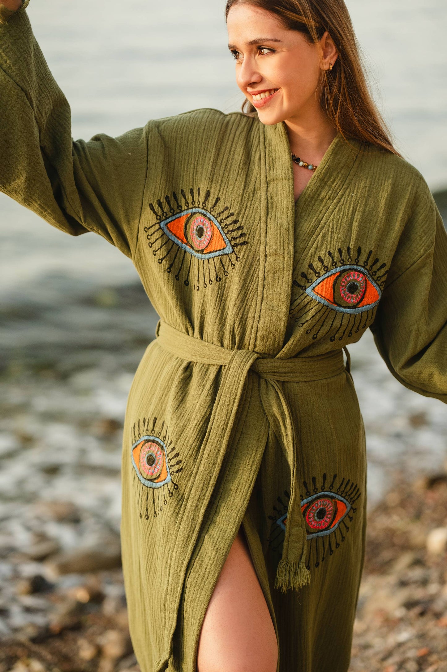 Blue Evil Eye Robe : Pink