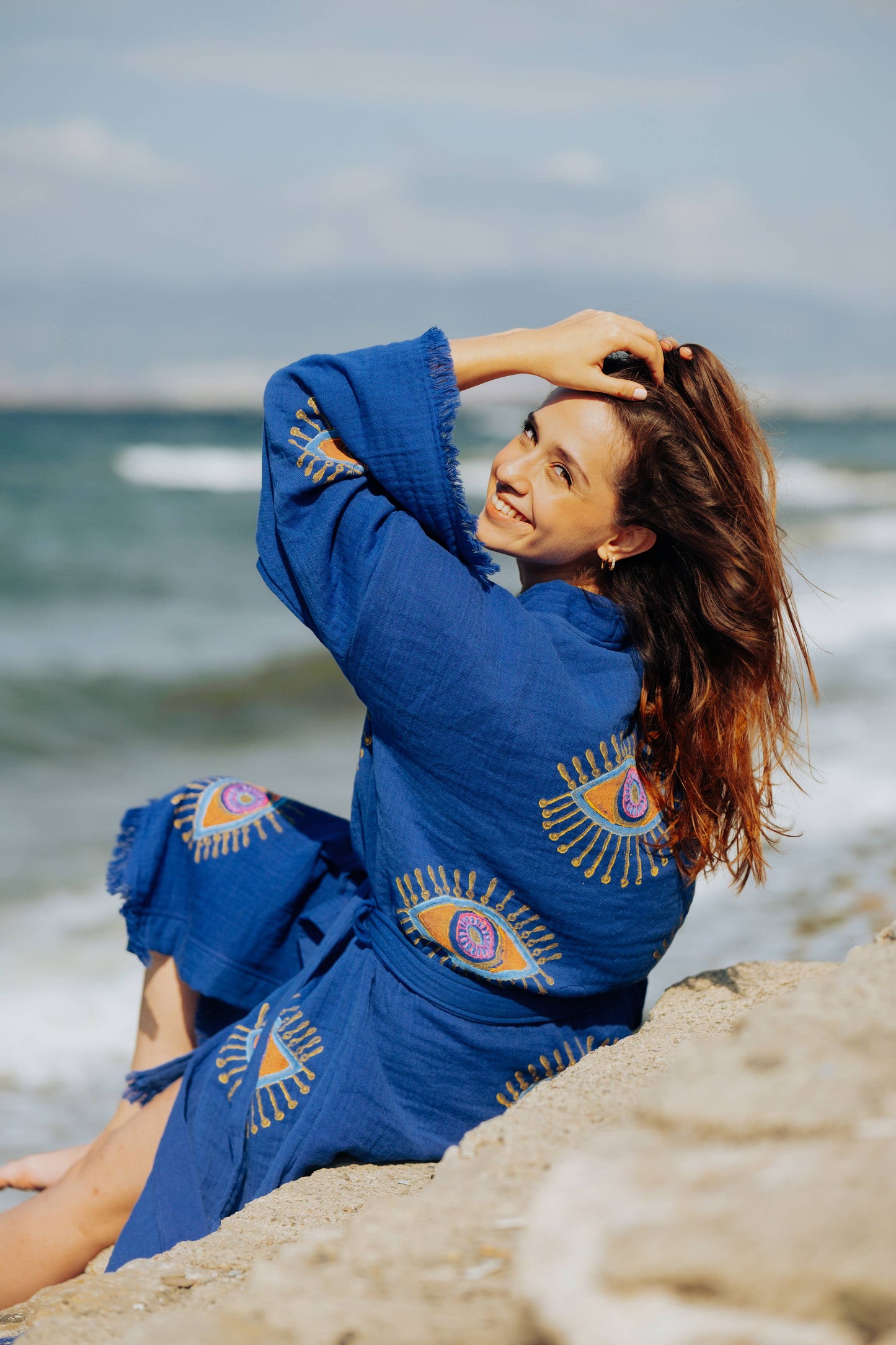 Blue Evil Eye Robe : Pink