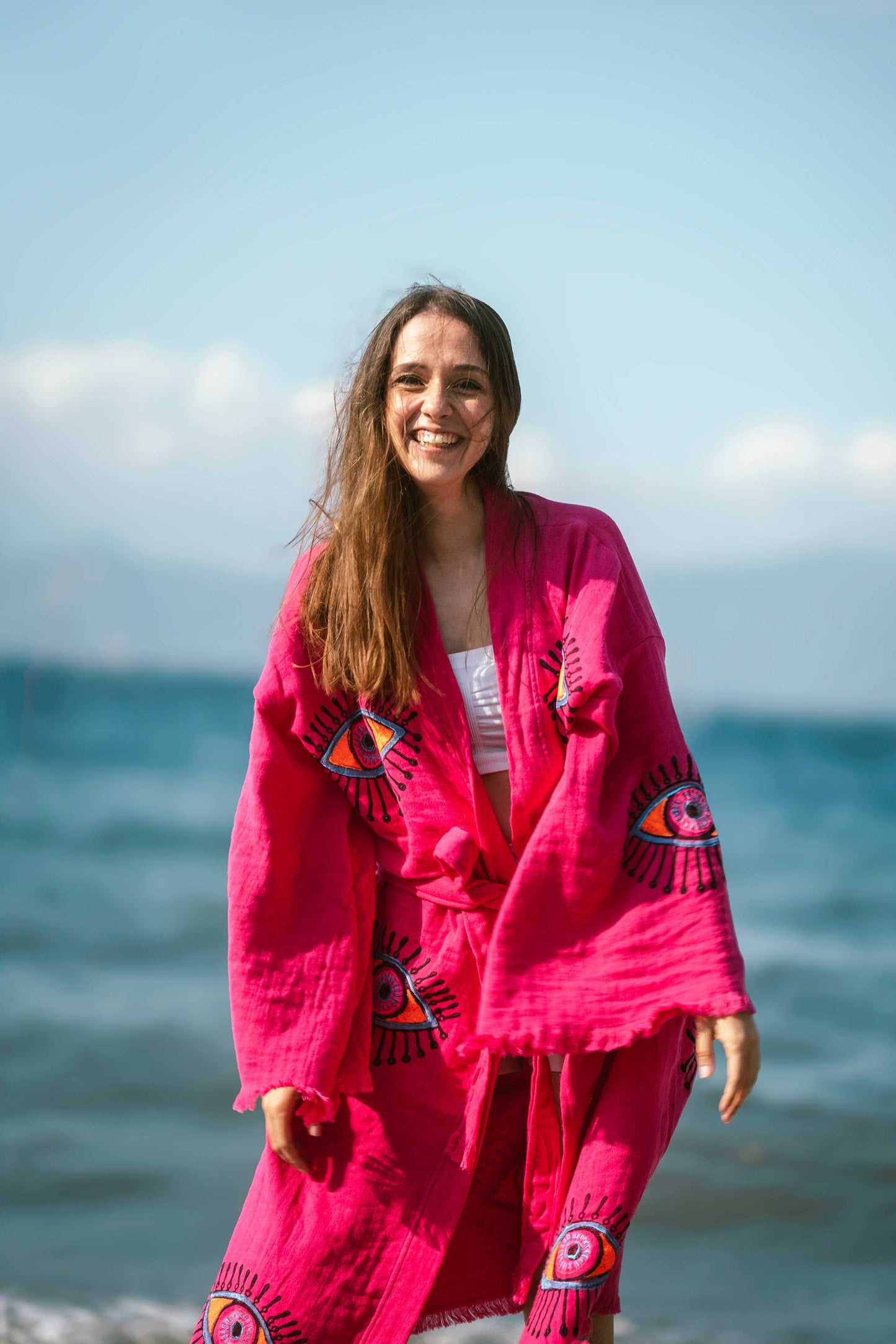 Blue Evil Eye Robe : Pink