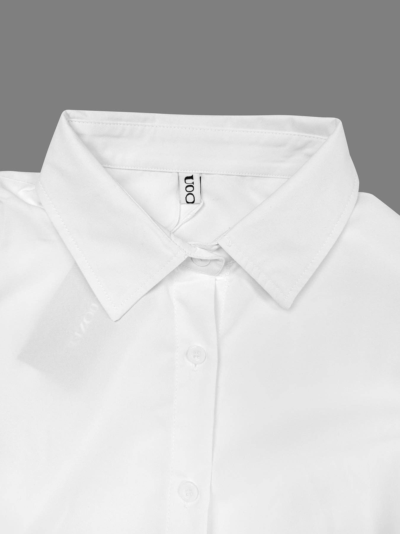 Long Sleeves Loose Solid Color Lapel Collar Mini Dresses: Red