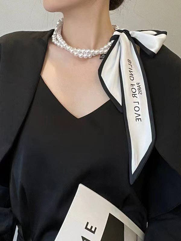 Beaded Letter Print Dainty Necklace Necklaces Accessories: BLACK / One_size