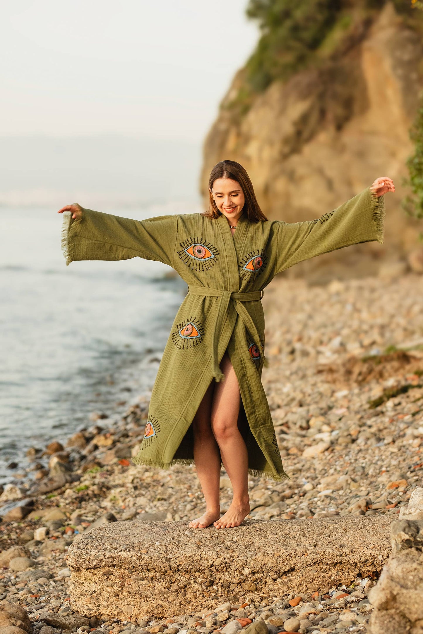 Blue Evil Eye Robe : Pink