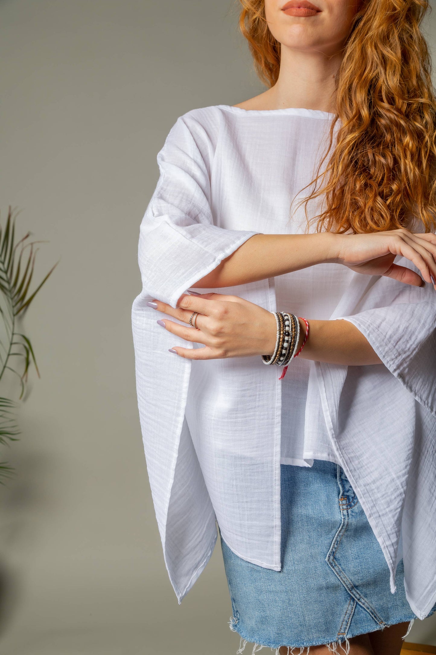 White Off Shoulder Crinkle Cotton Blouse Top