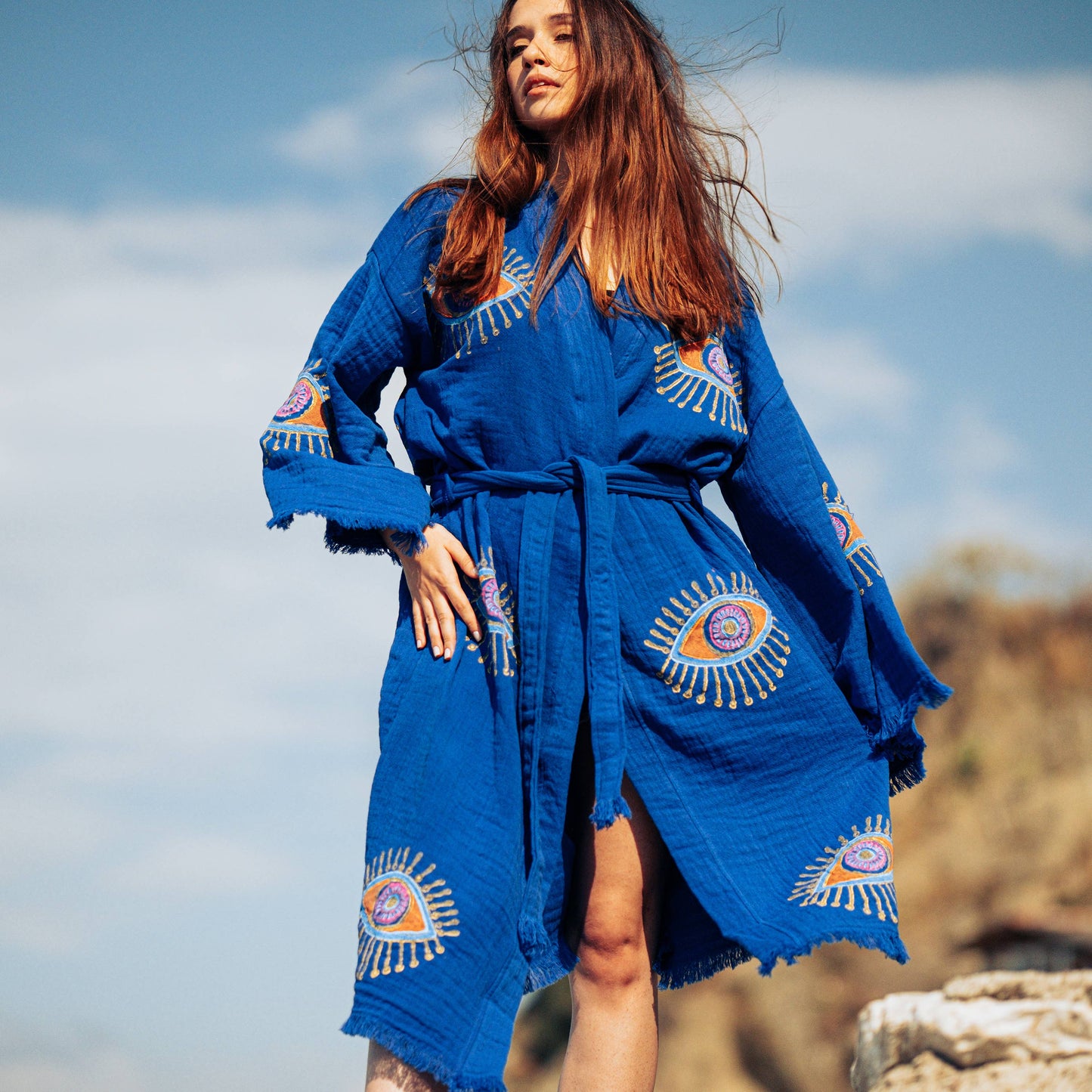 Blue Evil Eye Robe : Pink