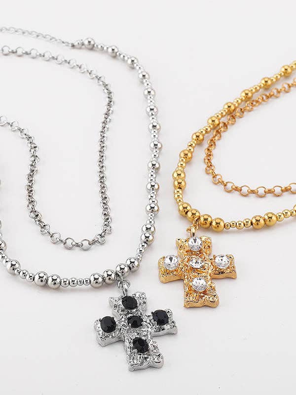 Geometric Layered Necklaces Accessories: SILVER / One_size