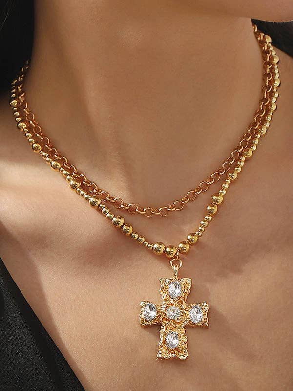 Geometric Layered Necklaces Accessories: SILVER / One_size