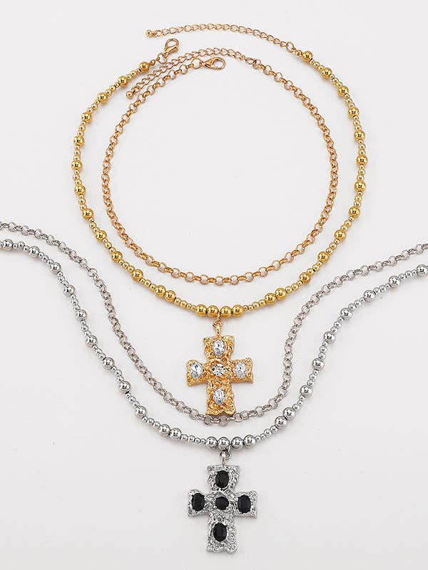 Geometric Layered Necklaces Accessories: SILVER / One_size