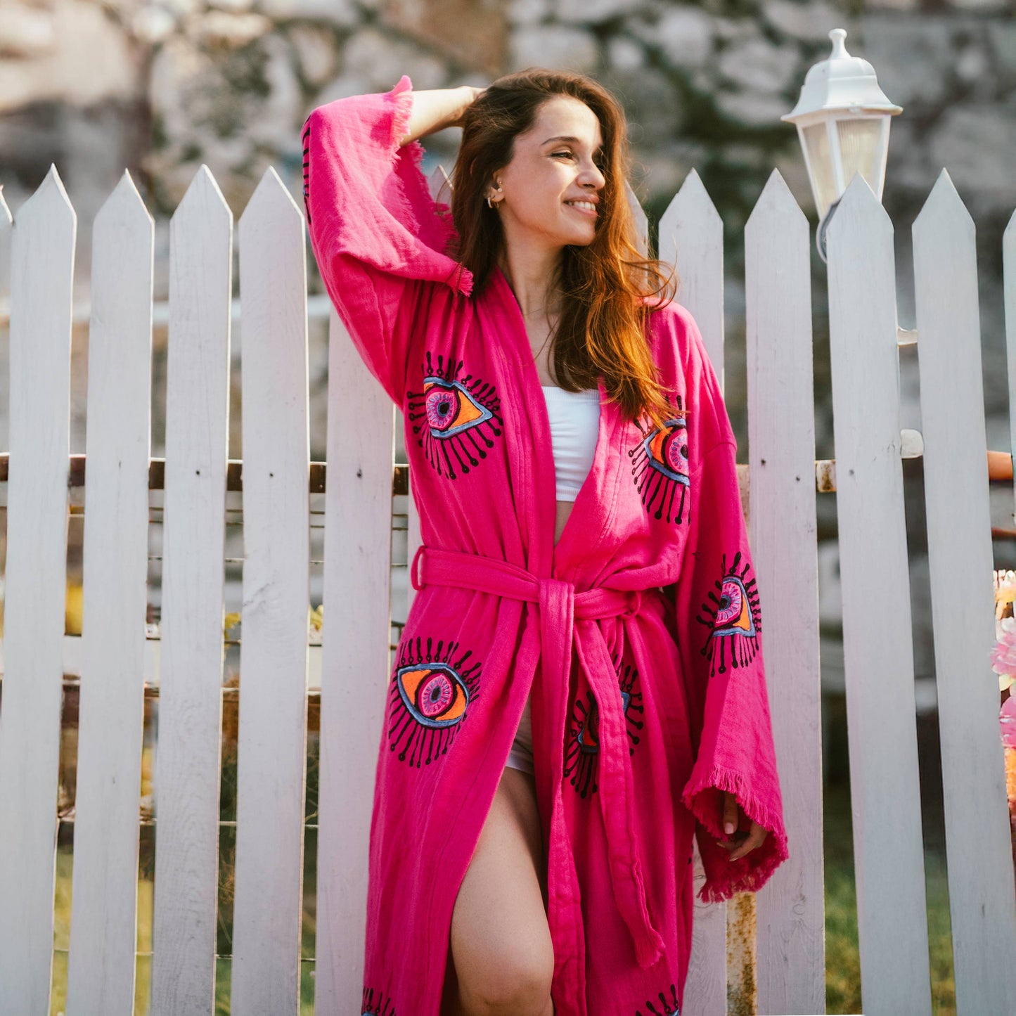 Blue Evil Eye Robe : Pink