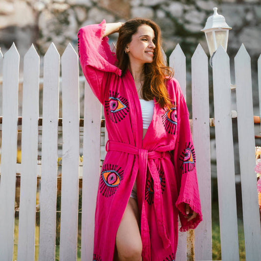Blue Evil Eye Robe : Pink